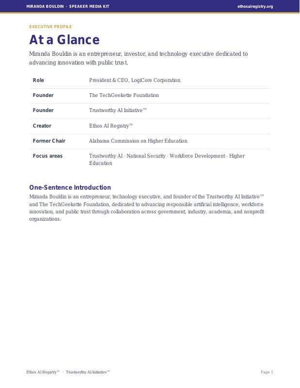 Media Kit page 2 — Executive Profile